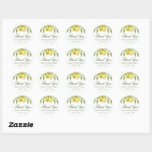 Sticker Rond Fleurs de verdure de citrons Merci Nom (Feuille)