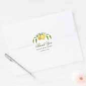 Sticker Rond Fleurs de verdure de citrons Merci Nom (Enveloppe)