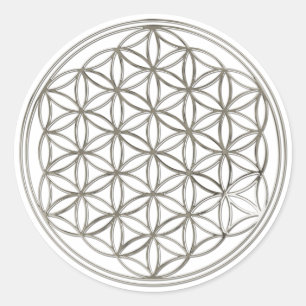 Sticker Rond FLEURS DE VIE - argent