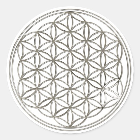 Sticker Rond FLEURS DE VIE - argent (Devant)