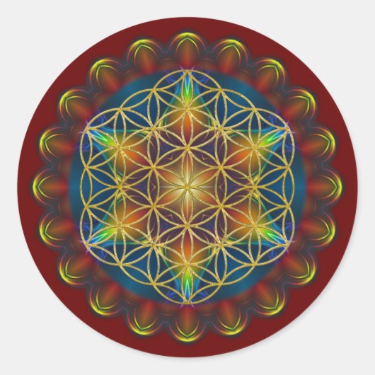 Sticker Rond FLEURS DE VIE / Blume des Lebens - Mandala III (Devant)
