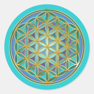 Sticker Rond FLEURS DE VIE - Géométrie Sacrée Design 1