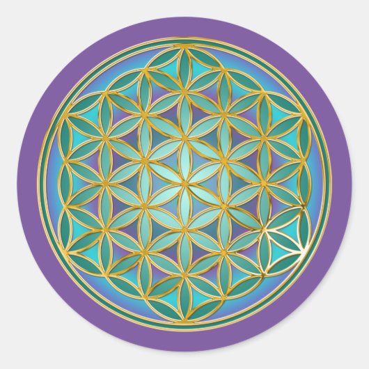 Sticker Rond FLEURS DE VIE - Géométrie Sacrée Design 1 (Devant)