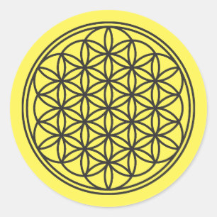 Sticker Rond FLEURS DE VIE - Symbole de géométrie sacrée plan 1
