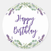 Sticker Rond Fleurs de violette de lavande eucalyptus joyeux an (Devant)