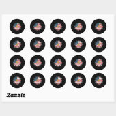 Sticker Rond Fleurs Décontractées Drapeau Américain Étoiles Et (Feuille)