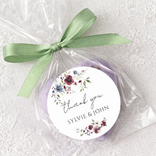 Sticker Rond Fleurs délicates Remerciement de mariage minimalis