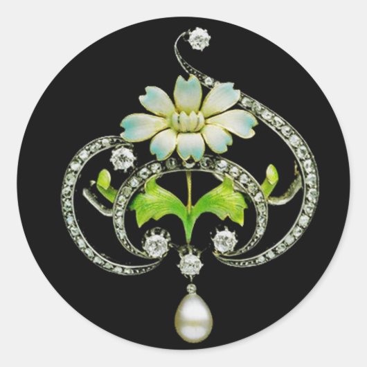 STICKER ROND FLEURS D'ENAMÉLIORATION BLANCHE, PEARLS ET DIAMOND (Devant)