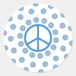 Sticker Rond Fleurs des signes de paix