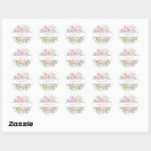 Sticker Rond Fleurs d'été Mariage floral (Feuille)