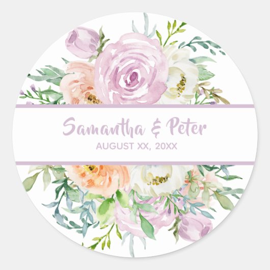 Sticker Rond Fleurs d'été Mariage floral (Devant)