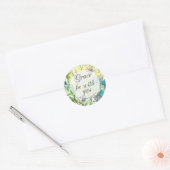 Sticker Rond Fleurs d'Hébreux 13 Écriture Grâce Soit Avec Vous (Enveloppe)