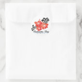 Sticker Rond Fleurs d'Hibiscus d'Hawaï (Sac)