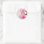 Sticker Rond Fleurs d'Hibiscus Hawaïens rose brillant (Sac)