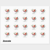 Sticker Rond Fleurs d'hiver bouquet rouge violet douche   (Feuille)