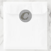 Sticker Rond Fleurs d'hortensia à initiale de monogramme C (Sac)