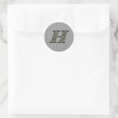 Sticker Rond Fleurs d'hortensia à initiale de monogramme H (Sac)