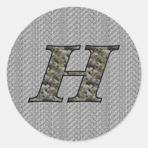 Sticker Rond Fleurs d'hortensia à initiale de monogramme H