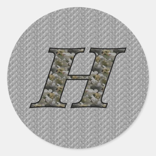 Sticker Rond Fleurs d'hortensia à initiale de monogramme H (Devant)