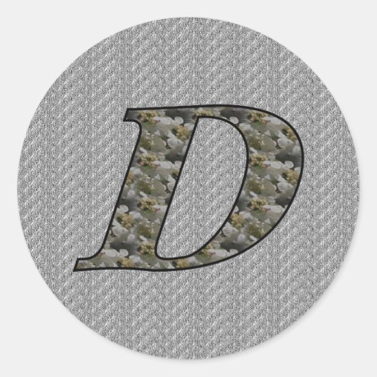 Sticker Rond Fleurs d'hortensia à monogramme Initial D (Devant)