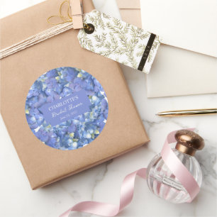 Sticker Rond Fleurs d'Hortensia Bleu Personnalisées pour la Mar