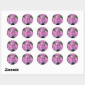 Sticker Rond Fleurs d'hortensia rose pastel  (Feuille)