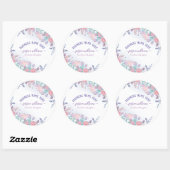 Sticker Rond Fleurs d'hortensias bleus à l'aquarelle chic moder (Feuille)