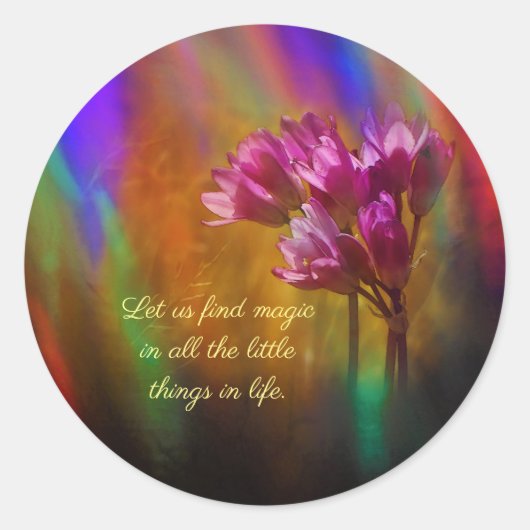 Sticker Rond Fleurs d'Hyacinthe Violet Couleurs Arc-En-Ciel Ave (Devant)