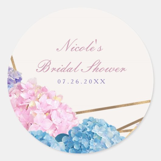 Sticker Rond Fleurs d'Hydrangea et mariage de printemps d'or Fa (Devant)