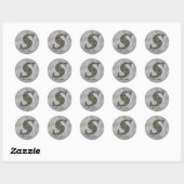 Sticker Rond Fleurs d'hydrangea Monogramme Initiale S Personnal (Feuille)