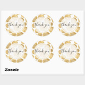 Sticker Rond Fleurs d'or chic Merci personnalisé (Feuille)