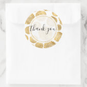 Sticker Rond Fleurs d'or chic Merci personnalisé (Sac)