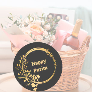 Sticker Rond Fleurs d'or Classy Joyeux Purim