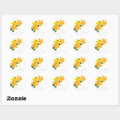 Sticker Rond Fleurs d'orange et de jaune (Feuille)