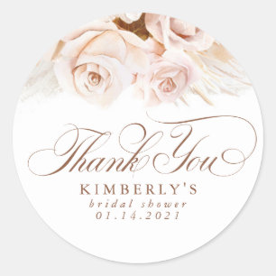 Sticker Rond Fleurs douces pastel Herbe de la Pampa Merci