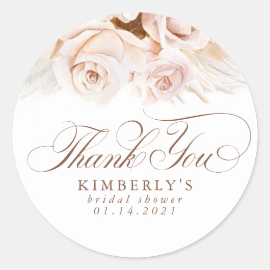 Sticker Rond Fleurs douces pastel Herbe de la Pampa Merci (Devant)