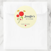 Sticker Rond Fleurs du Coeur Rouge mignonne Illustration Cuisin (Sac)