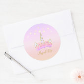 Sticker Rond Fleurs d'unicorn étoiles (Enveloppe)
