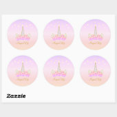 Sticker Rond Fleurs d'unicorn étoiles (Feuille)
