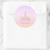 Sticker Rond Fleurs d'unicorn étoiles (Sac)