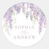 Sticker Rond Fleurs Élégantes de glycine violette (Devant)