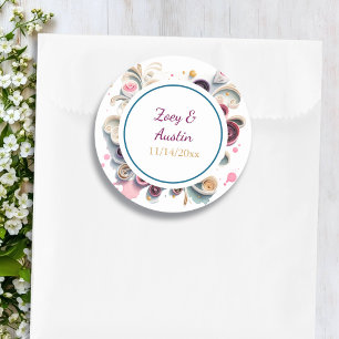 Sticker Rond Fleurs Élégantes en Quilling de Papier Personnalis