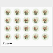 Sticker Rond Fleurs en pot Cozy Shabby Mignon (Feuille)