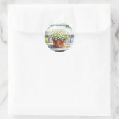 Sticker Rond Fleurs en pot de cuivre sur Lakehouse Deck (Sac)