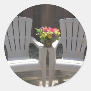 Sticker Rond Fleurs et chaises d'Adirondack