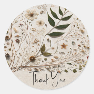 Sticker Rond Fleurs et Feuilles Botaniques de la Beauté de la N