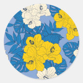 Sticker Rond Fleurs et feuilles d'Hibiscus (Devant)