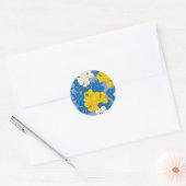 Sticker Rond Fleurs et feuilles d'Hibiscus (Enveloppe)