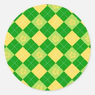 Sticker Rond Fleurs et Jacquard