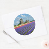 Sticker Rond Fleurs et moulins à vent collant rond (Enveloppe)